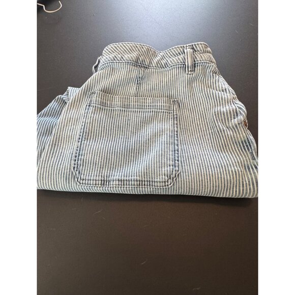 Lane Bryant Mid Rise Boyfriend Capri Striped Blue Denim Pants Size 14 - Picture 9 of 10